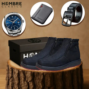 Kit Bota Venturo de Cuero Auténtico con Suela Antideslizante +3 REGALOS: Cinturón, Reloj y Billetera de Cuero.